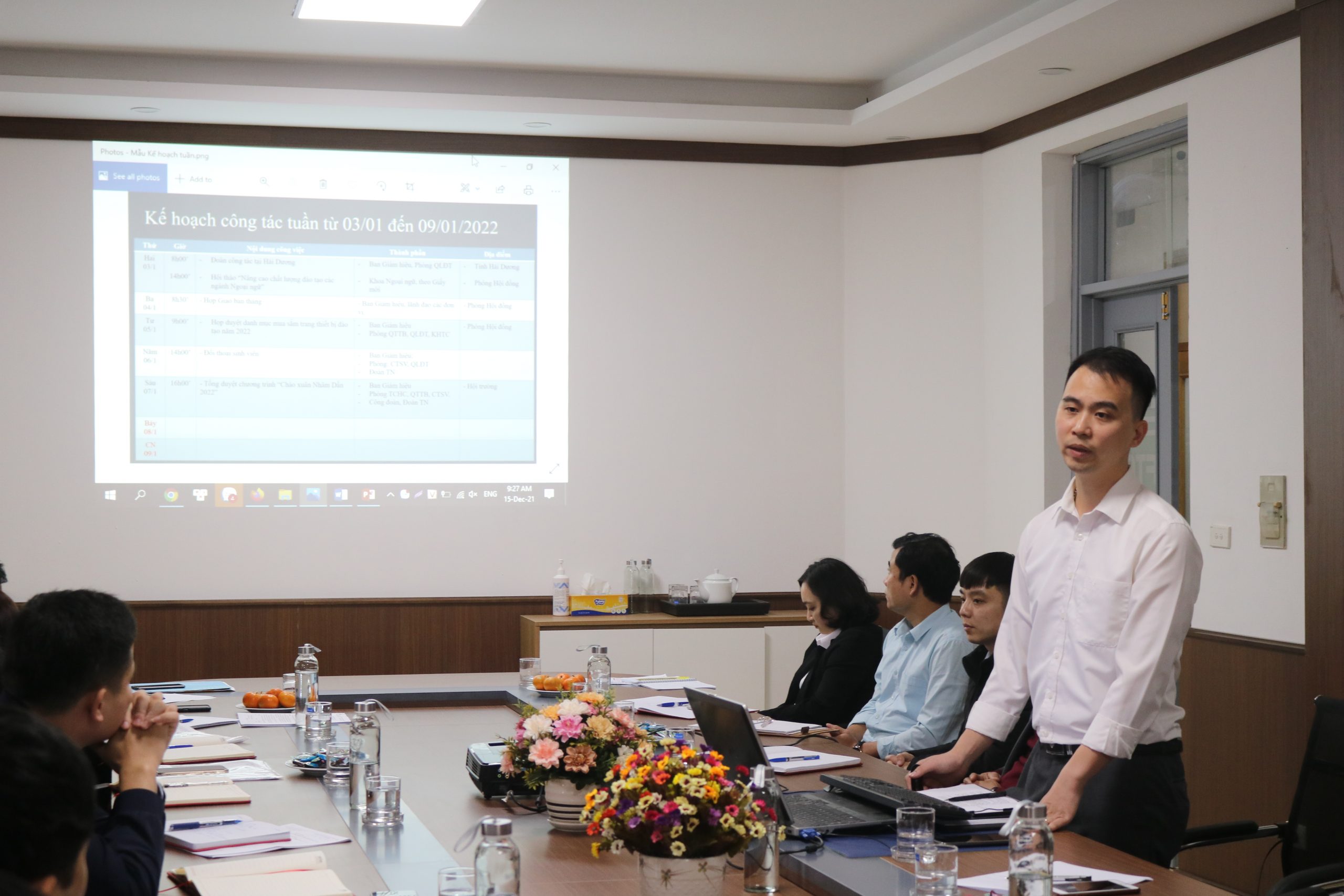 ThS. Nguyễn Tiến Mạnh, Trưởng phòng Tổ chức – Hành chính tổng hợp báo cáo tại Hội nghị