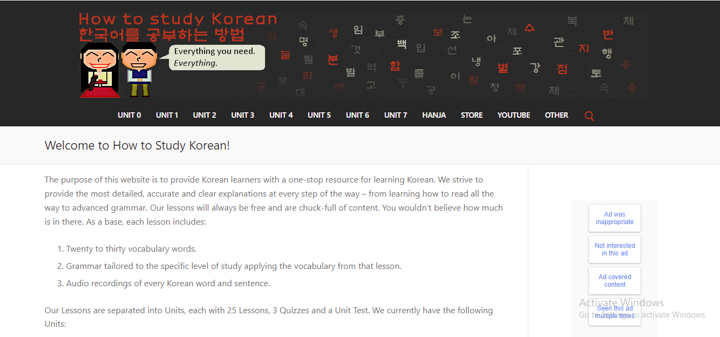 Giao diện website How to study Korean