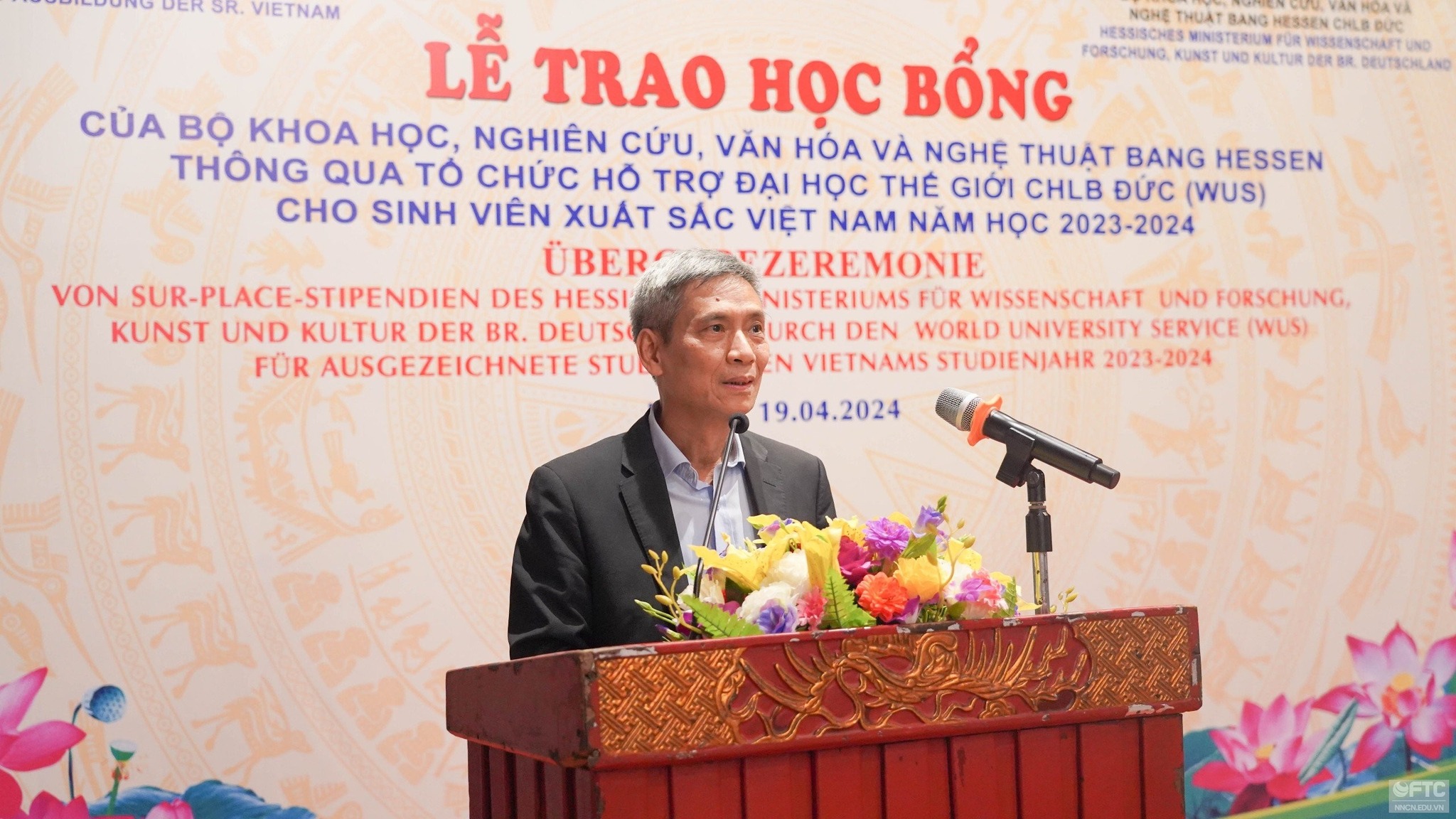 TS. Bùi Công Thọ – Trưởng Văn phòng đại diện Bang Hessen, Cộng hòa Liên bang (CHLB) Đức tại Việt Nam phát biểu tại Lễ trao học bổng